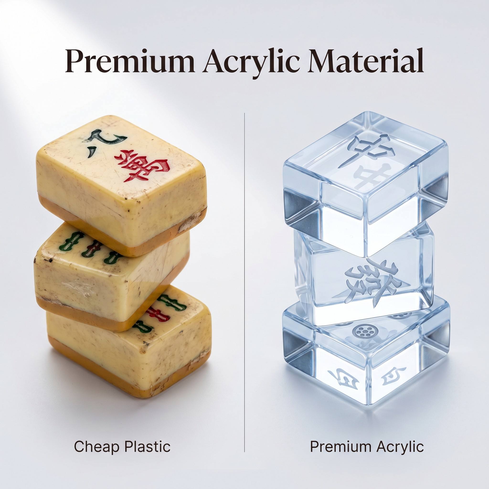 Crystal Clear Acrylic American Mahjong Set – 166 Tiles with UV Printing detail