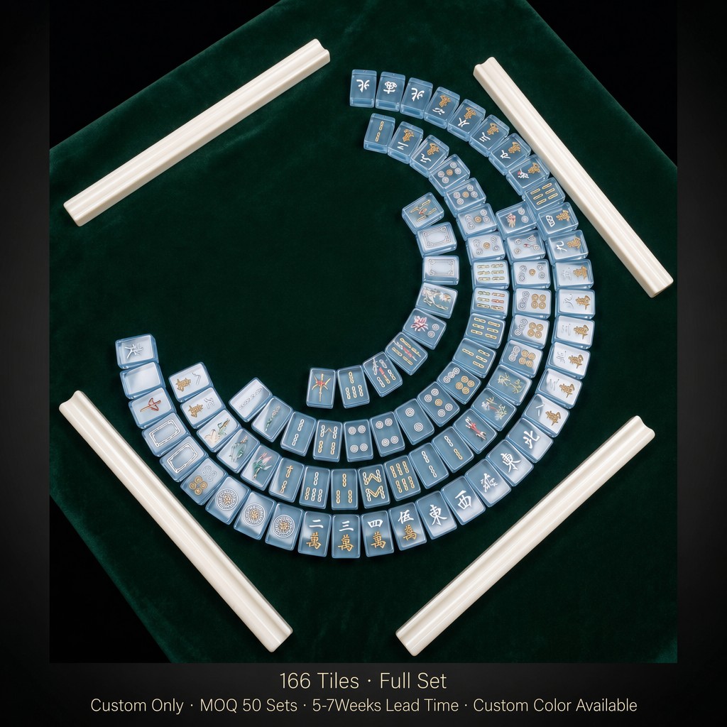 Crystal Clear Acrylic American Mahjong Set – 166 Tiles with Engraved Detail