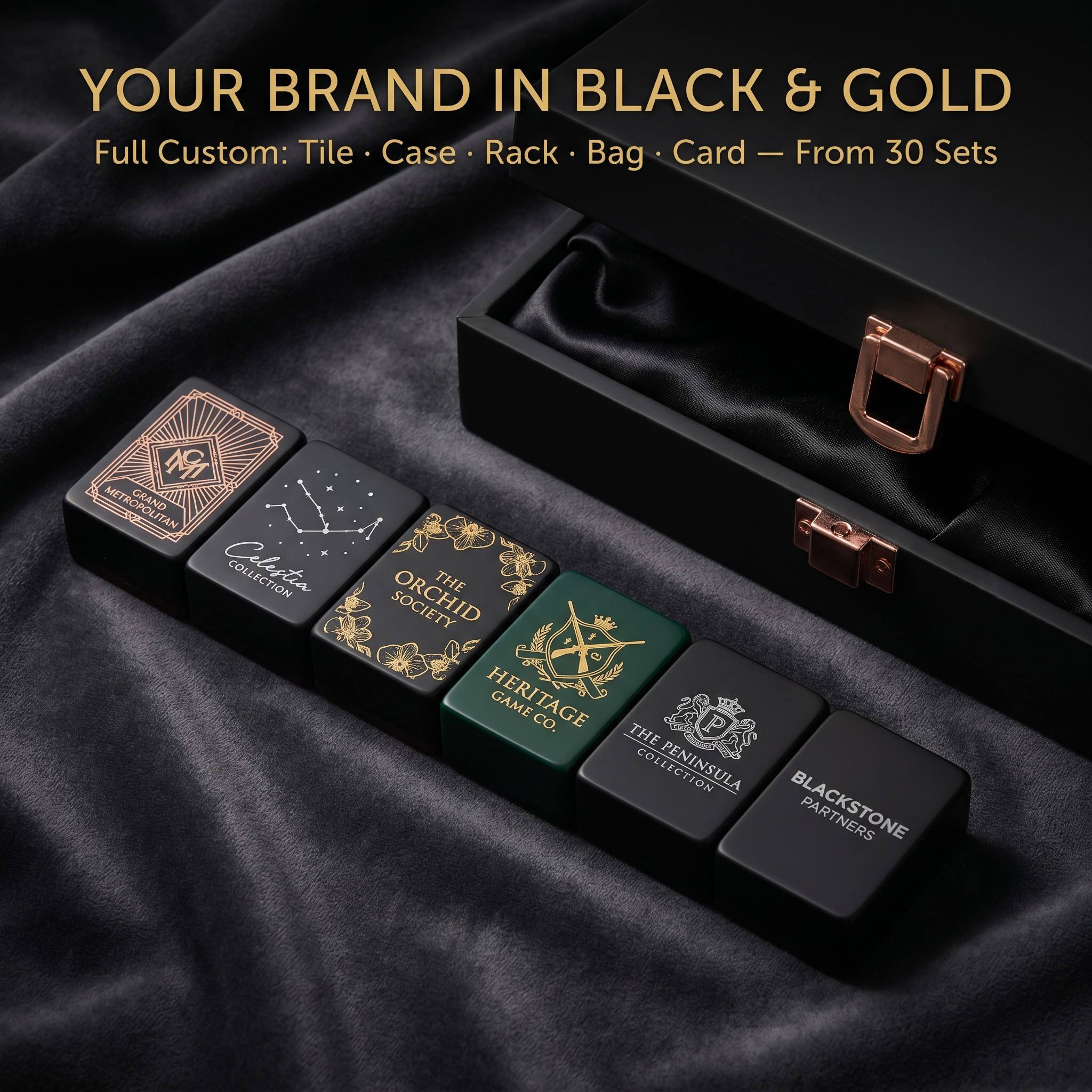 Black Acrylic American Mahjong Set – 166 Tiles detail