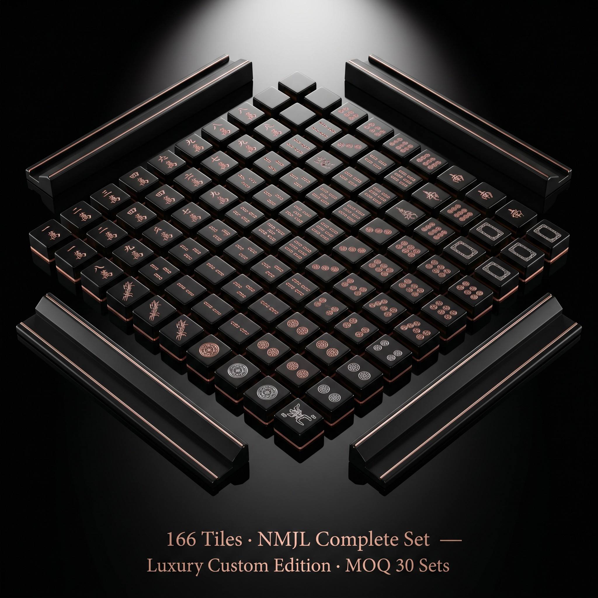 Black Acrylic American Mahjong Set – 166 Tiles detail
