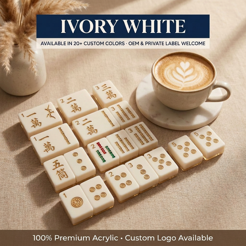 Black Acrylic American Mahjong Set – 166 Tiles — Ivory White variant