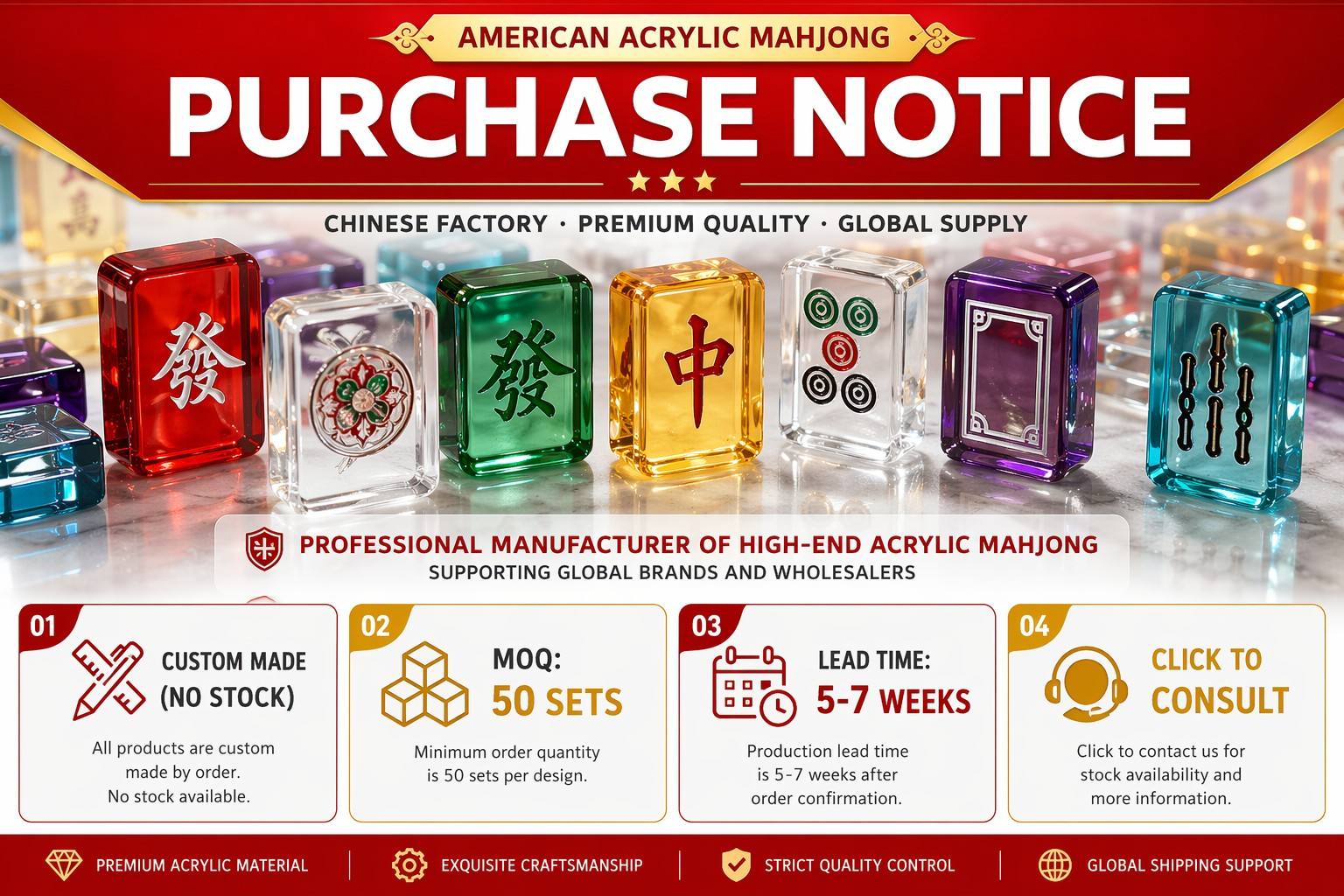 Modern Hot-Sale Acrylic American Mahjong Set – 166 Tiles detail