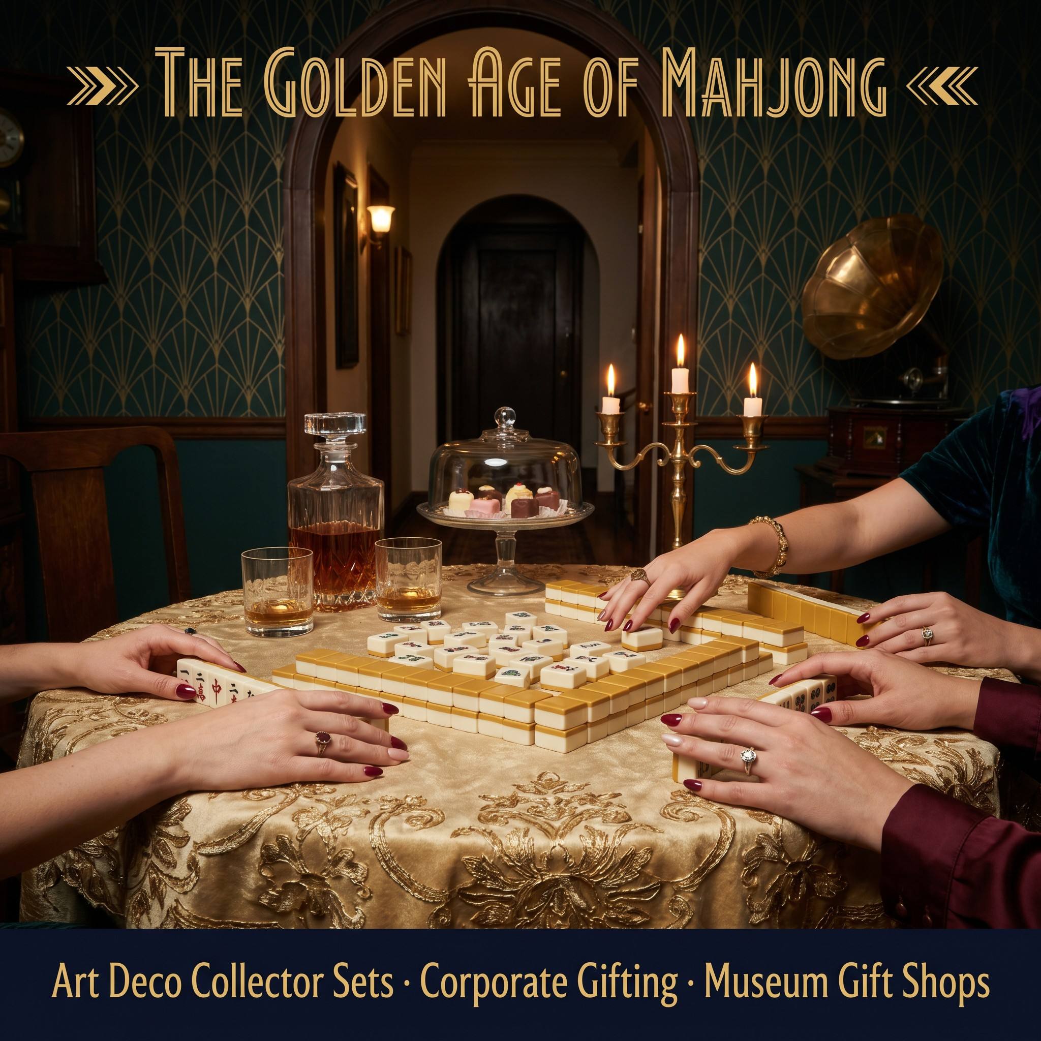 Gold Acrylic American Mahjong Set – 166 Tiles with Engraved Detail detail