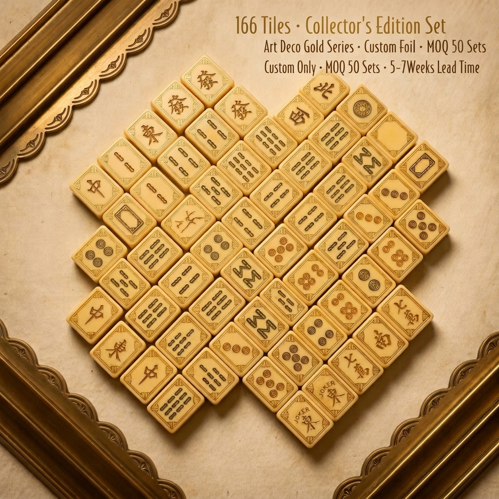Gold Acrylic American Mahjong Set – 166 Tiles with Engraved Detail