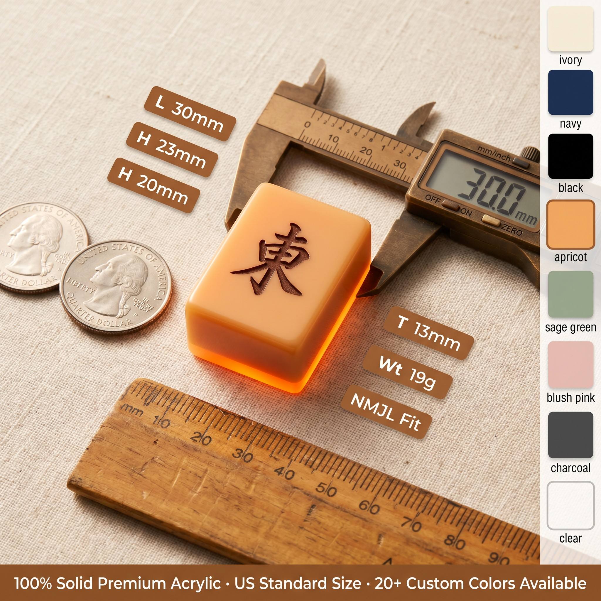 Modern Minimalist Acrylic American Mahjong Set – 166 Tiles detail