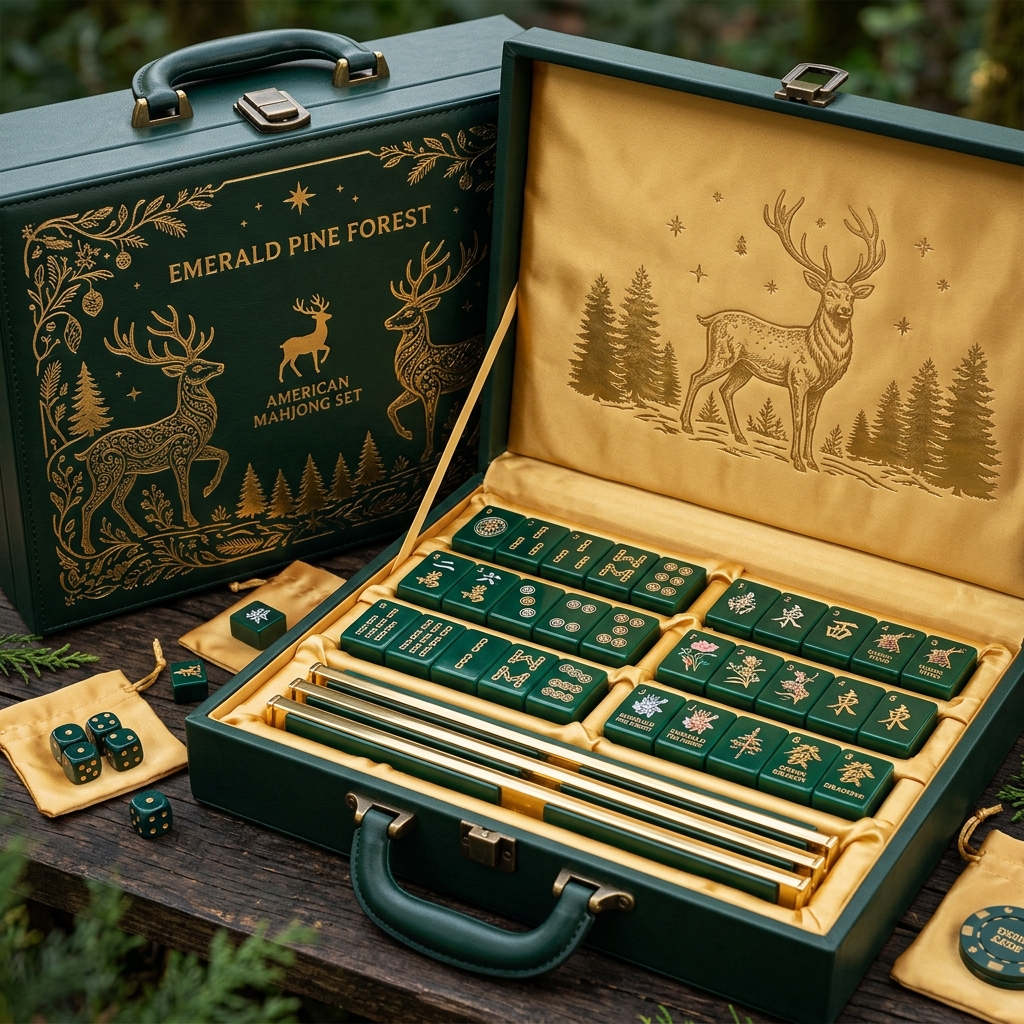 Lucite Lucite American Mahjong Set – 166 Tiles with Gold Engraving detail