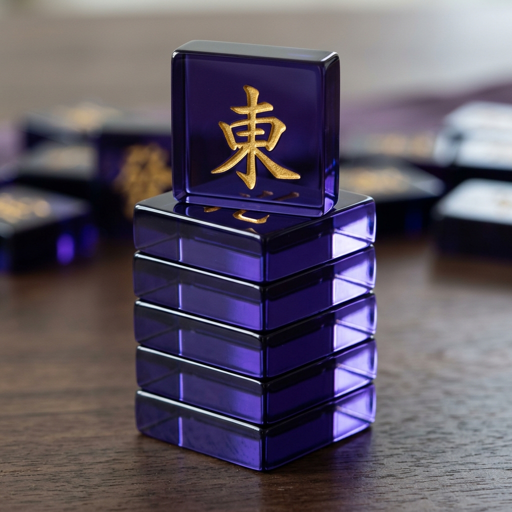 Purple Acrylic American Mahjong Set – 166 Tiles with Engraved Detail detail
