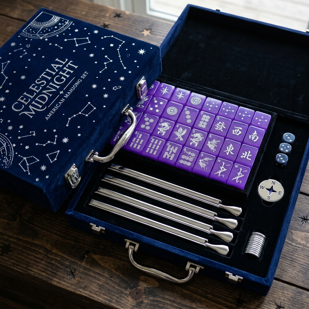 Purple Acrylic American Mahjong Set – 166 Tiles with Engraved Detail detail