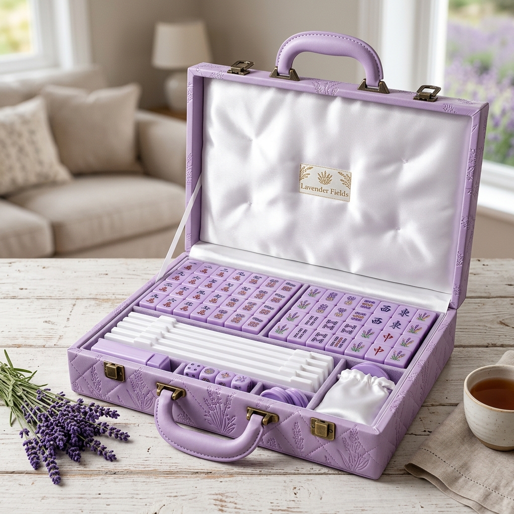 Purple Elegant Acrylic American Mahjong Set – 166 Tiles with Engraved Detail detail