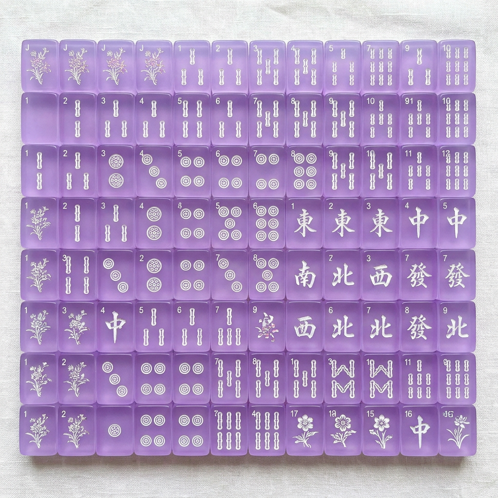 Purple Elegant Acrylic American Mahjong Set – 166 Tiles with Engraved Detail detail
