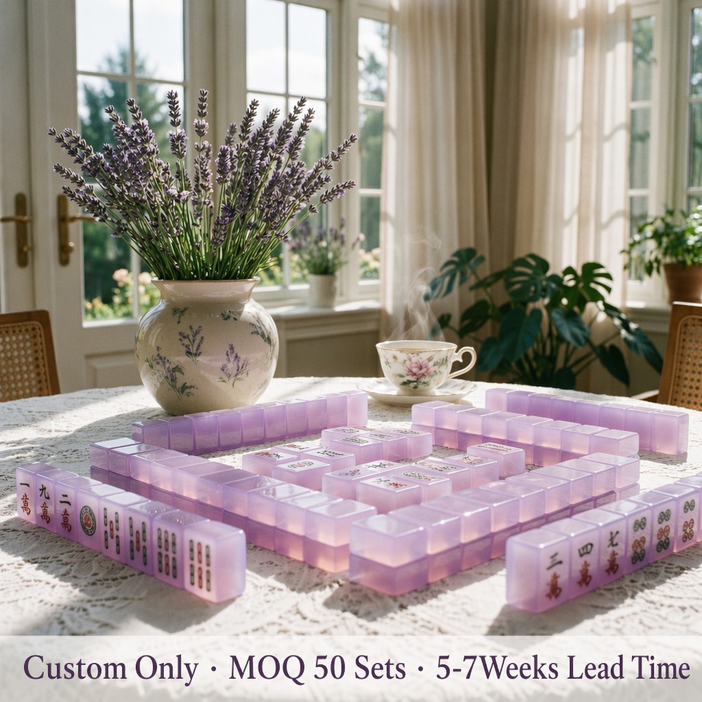 Purple Elegant Acrylic American Mahjong Set – 166 Tiles with Engraved Detail