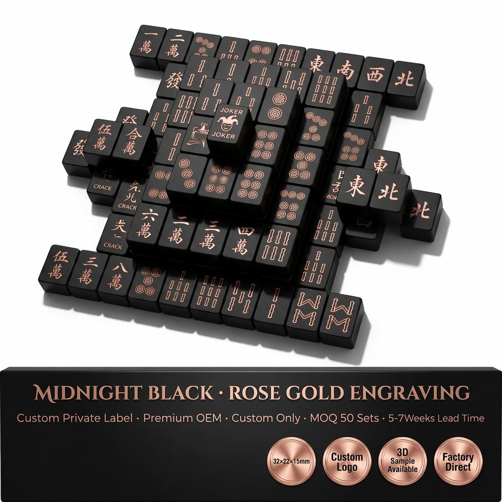 Gold Acrylic American Mahjong Set – 166 Tiles with Gold Engraving (CS-034)