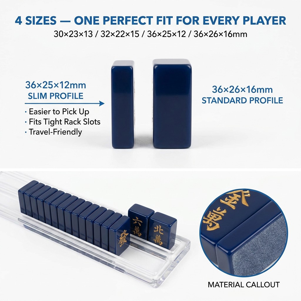 Navy Acrylic American Mahjong Set – 166 Tiles with Gold Engraving view 4