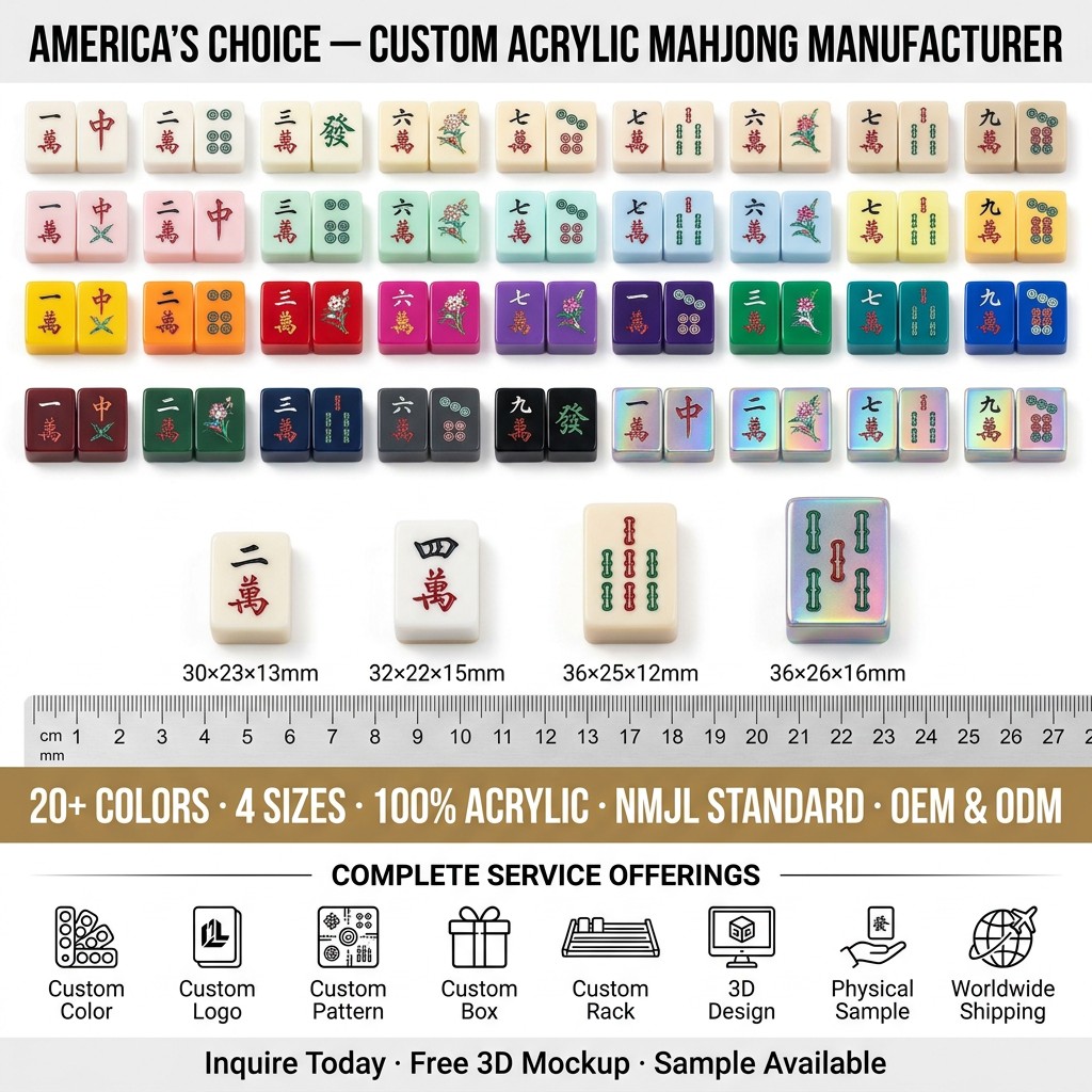 Gold Acrylic American Mahjong Set – 166 Tiles with Gold Engraving detail
