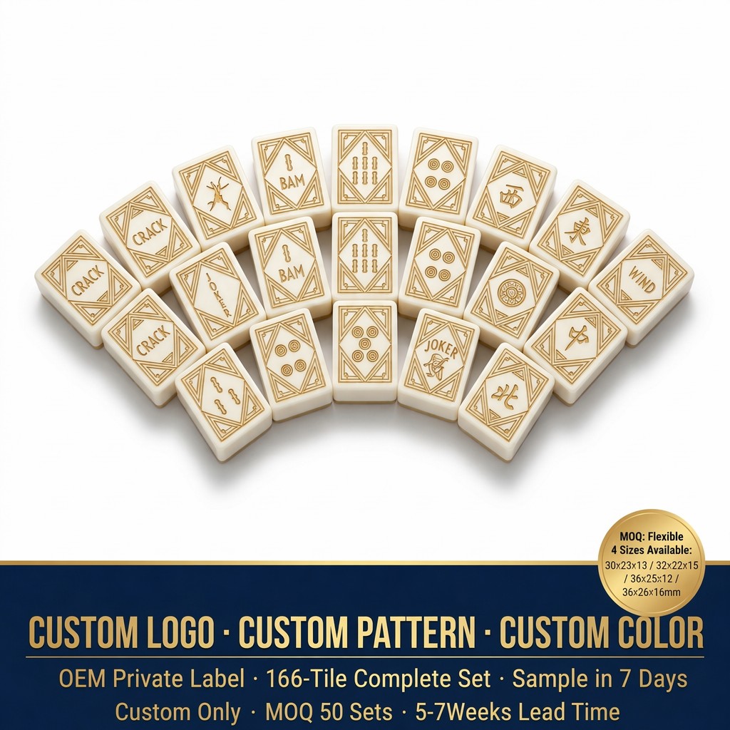 Gold Acrylic American Mahjong Set – 166 Tiles with Gold Engraving