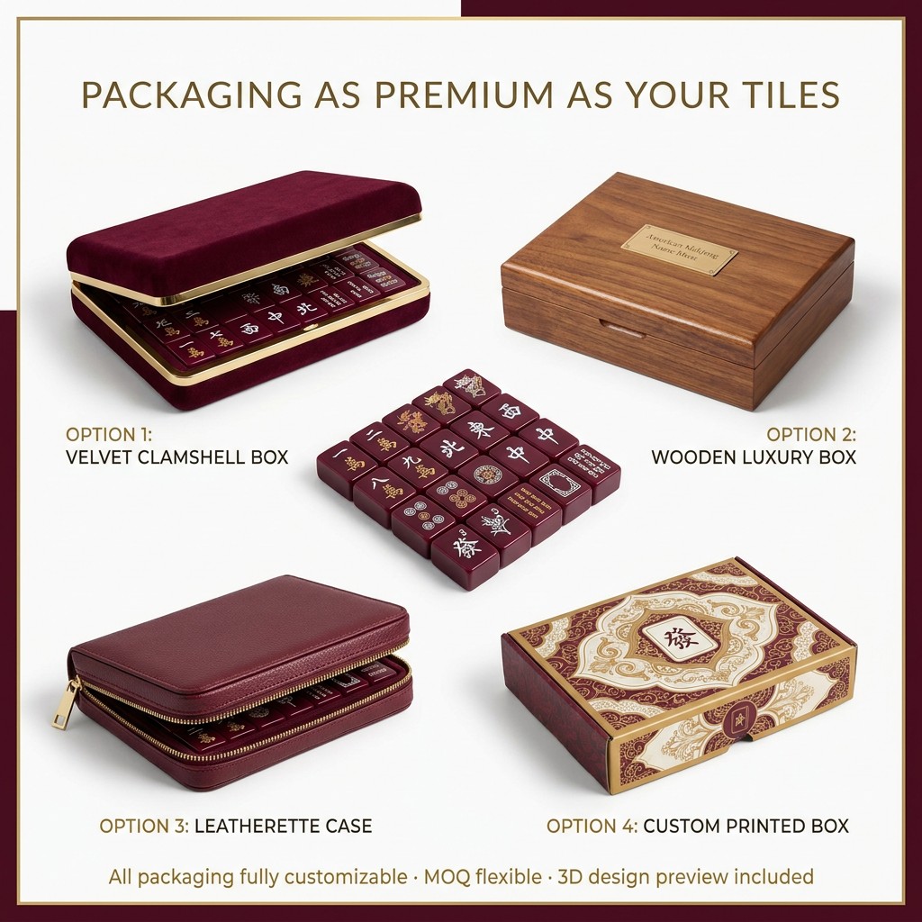 Gold Acrylic American Mahjong Set – 166 Tiles with Gold Engraving (CS-041) detail