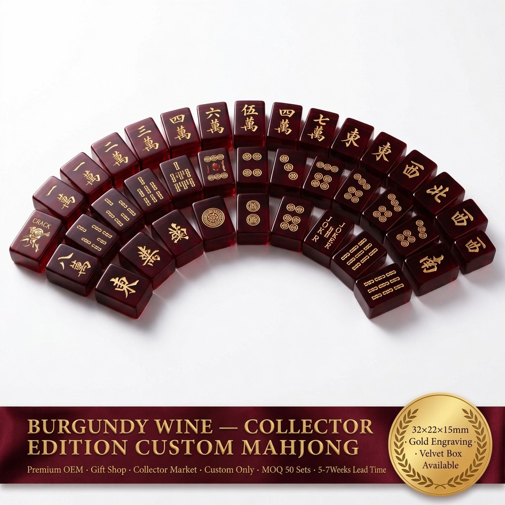 Gold Acrylic American Mahjong Set – 166 Tiles with Gold Engraving (CS-041)