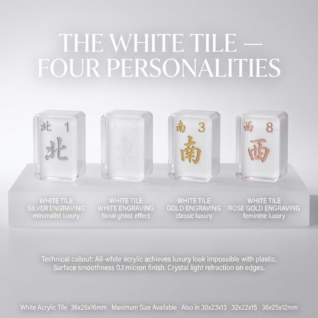 Hamptons White Acrylic American Mahjong Set – 166 Tiles detail
