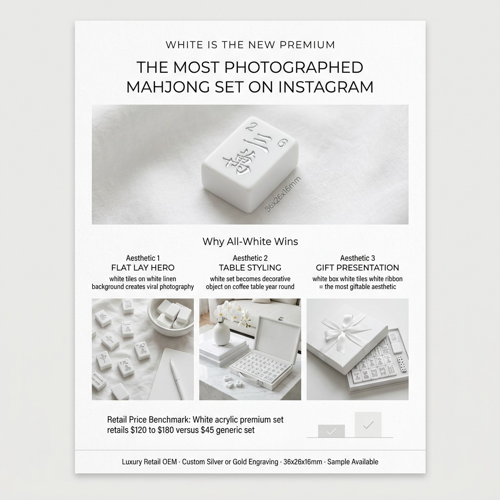 Hamptons White Acrylic American Mahjong Set – 166 Tiles detail