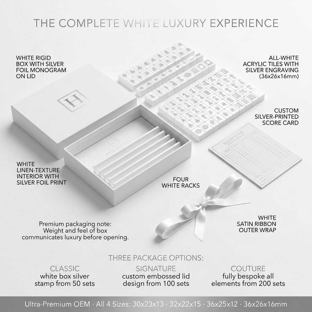 Hamptons White Acrylic American Mahjong Set – 166 Tiles detail
