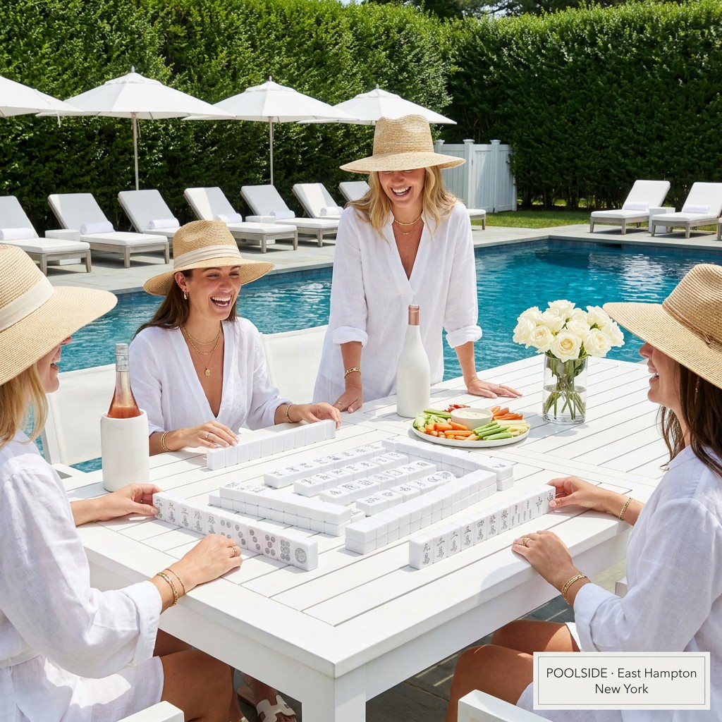 Hamptons White Acrylic American Mahjong Set – 166 Tiles detail