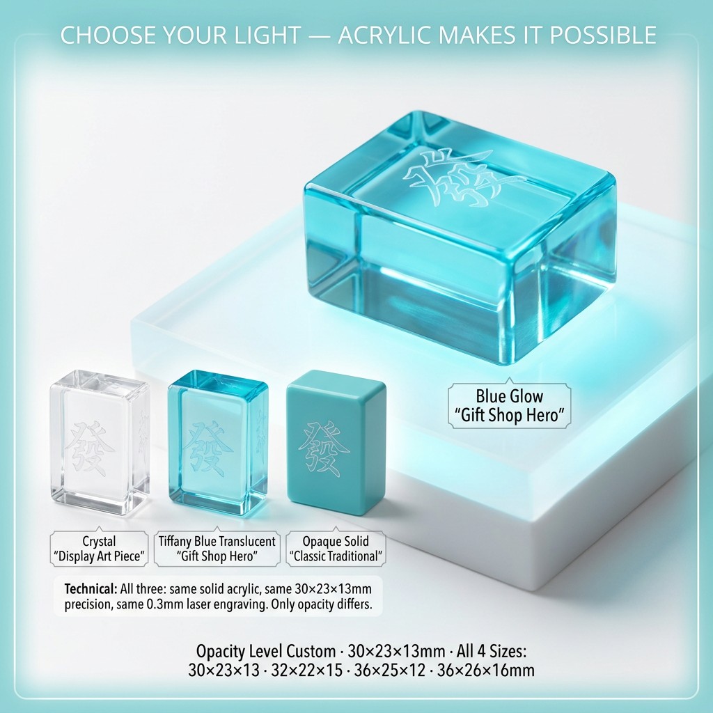 Clear Modern Acrylic American Mahjong Set – 166 Tiles (CS-073) detail