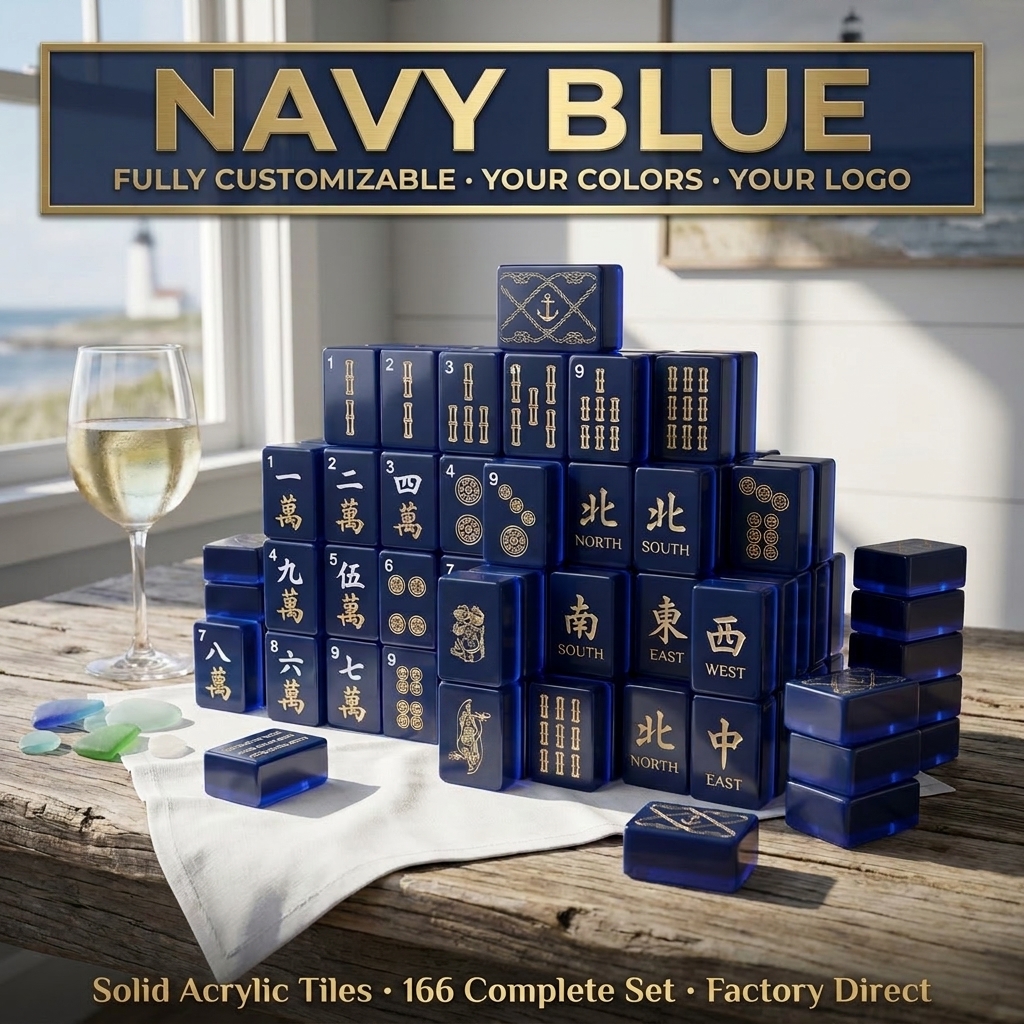Rose Acrylic American Mahjong Set – 166 Tiles — Navy Blue variant