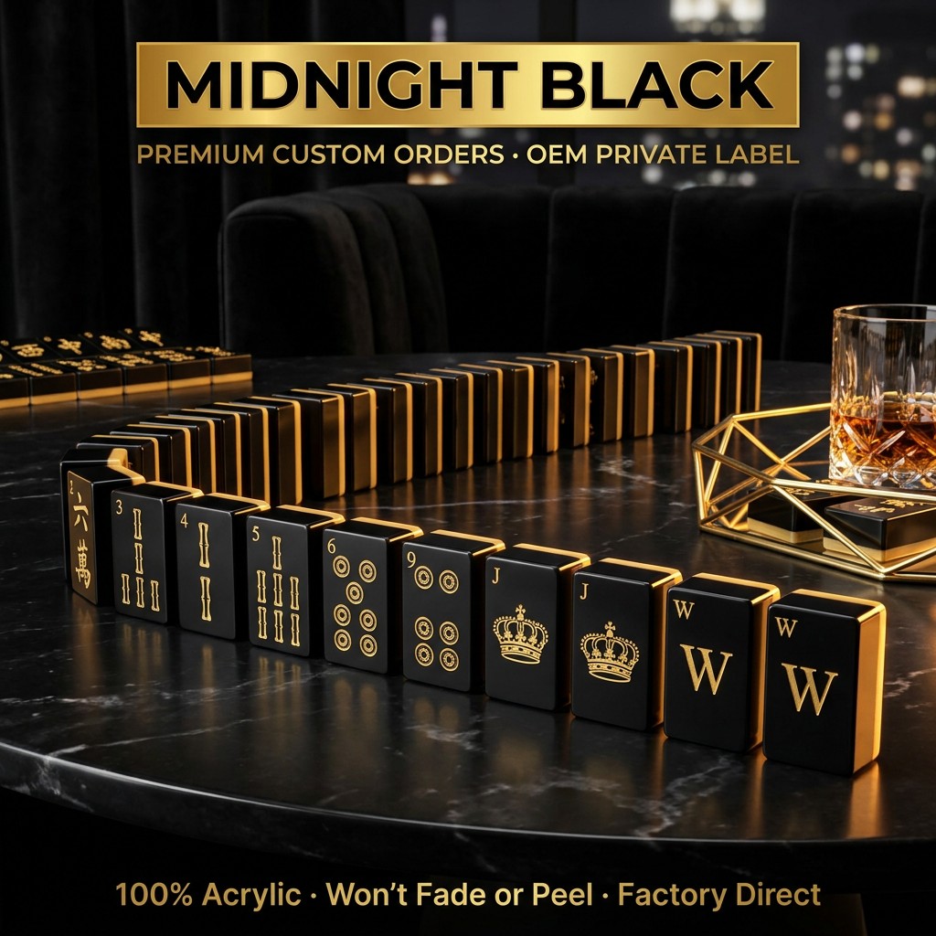 Rose Acrylic American Mahjong Set – 166 Tiles — Midnight Black variant