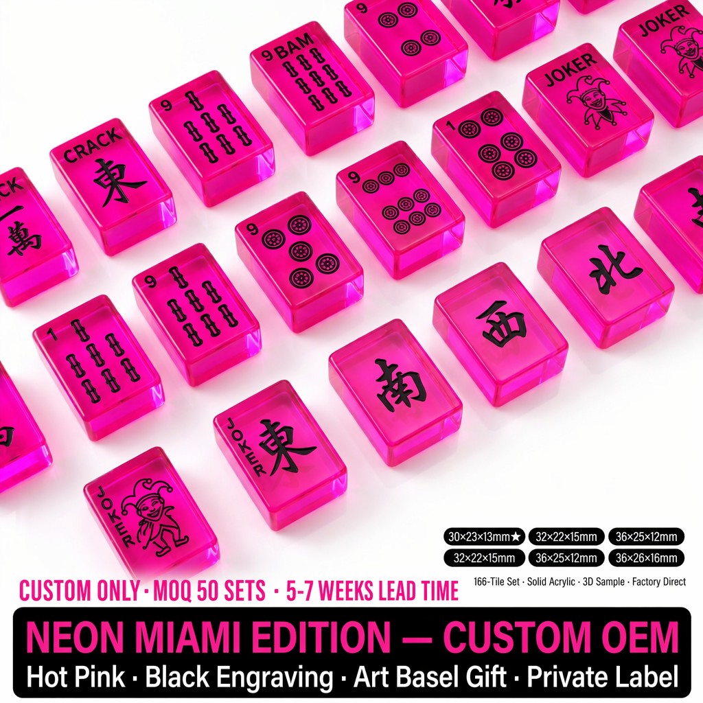 Black Acrylic American Mahjong Set – 166 Tiles with Engraved Detail