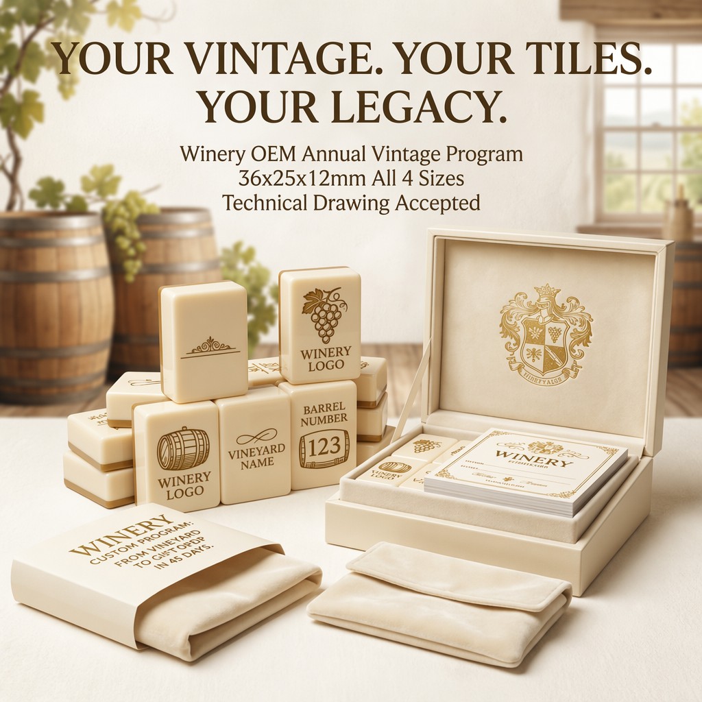 Gold Cream Acrylic American Mahjong Set – 166 Tiles with Gold Engraving detail
