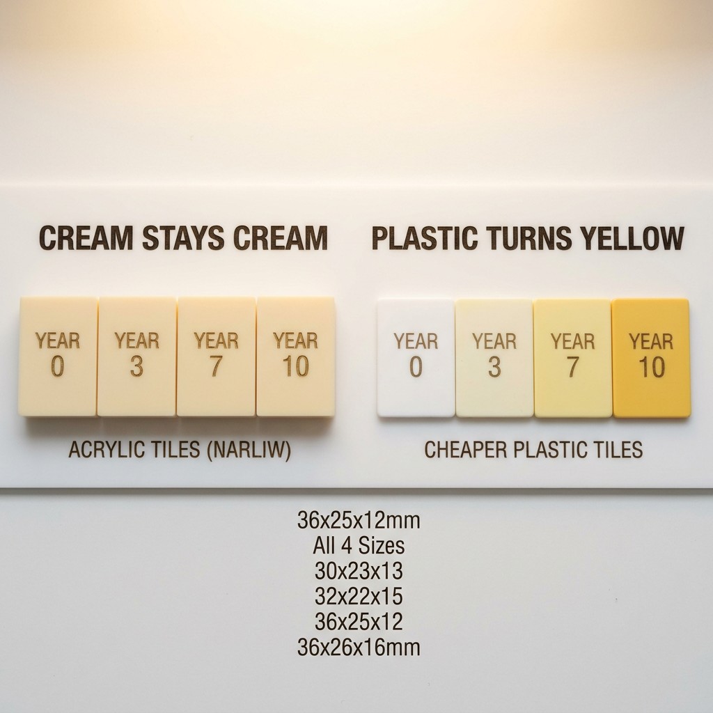 Gold Cream Acrylic American Mahjong Set – 166 Tiles with Gold Engraving view 4