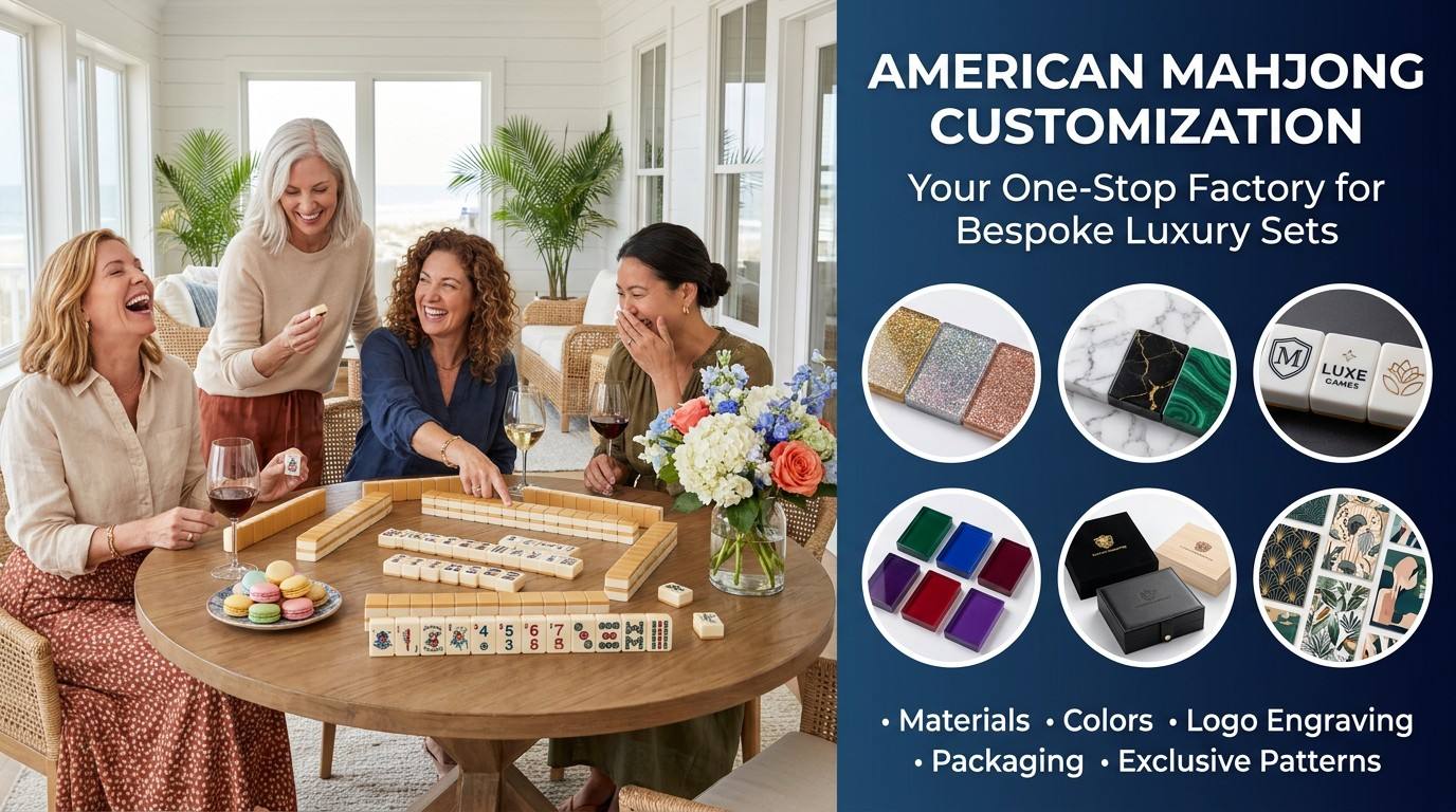 Marble Acrylic American Mahjong Set – 166 Tiles with Gold Engraving detail