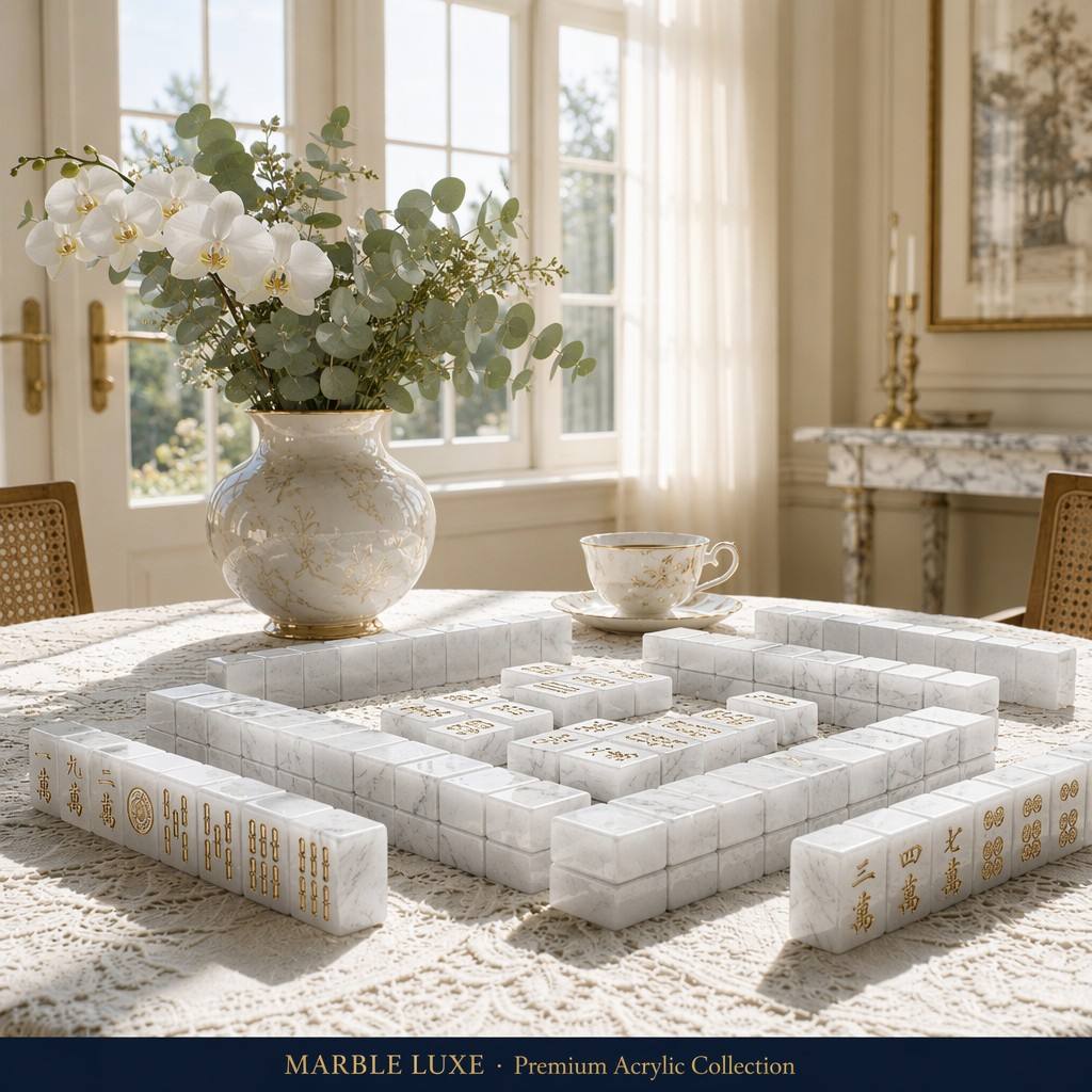 Marble Acrylic American Mahjong Set – 166 Tiles with Gold Engraving view 3