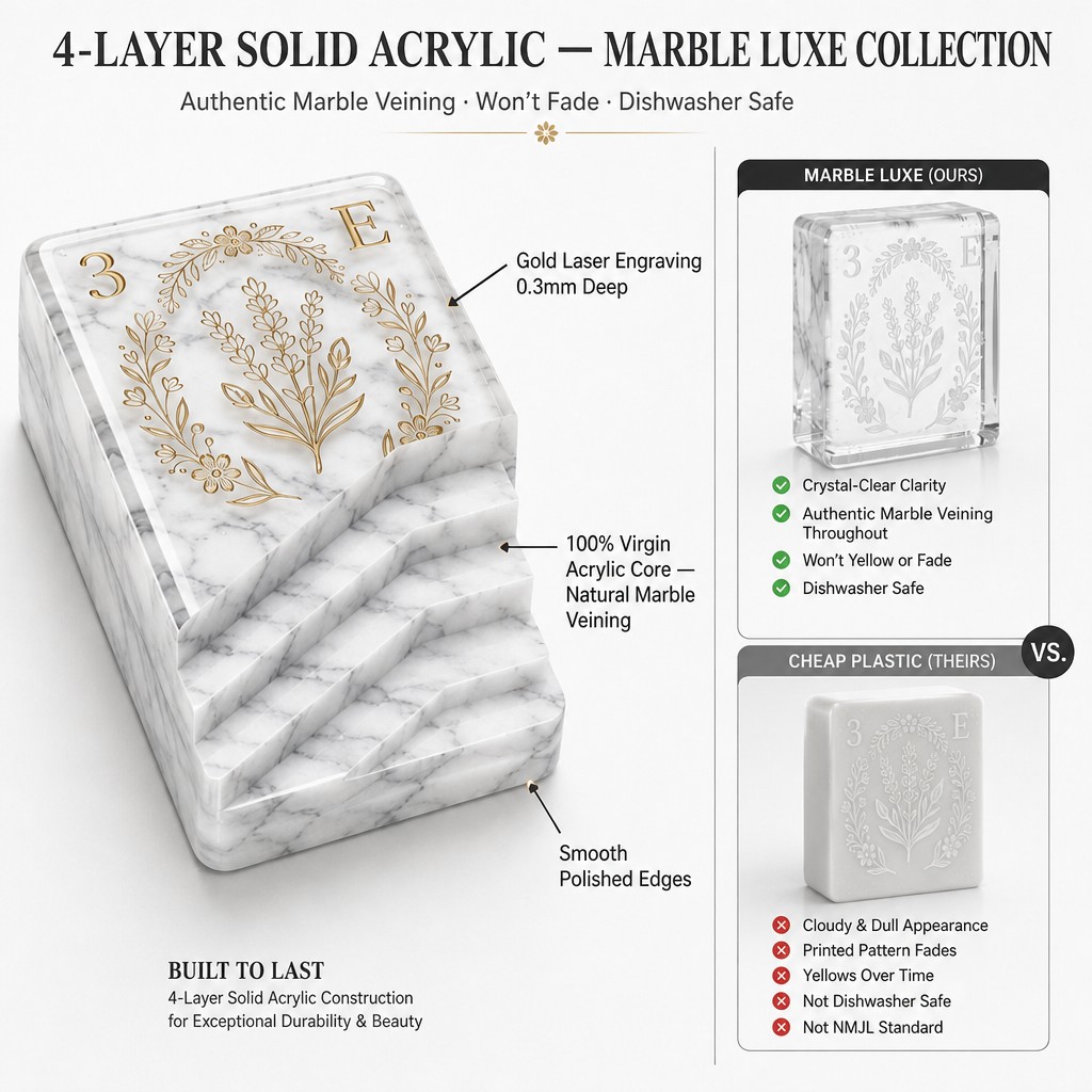 Marble Acrylic American Mahjong Set – 166 Tiles with Gold Engraving view 4