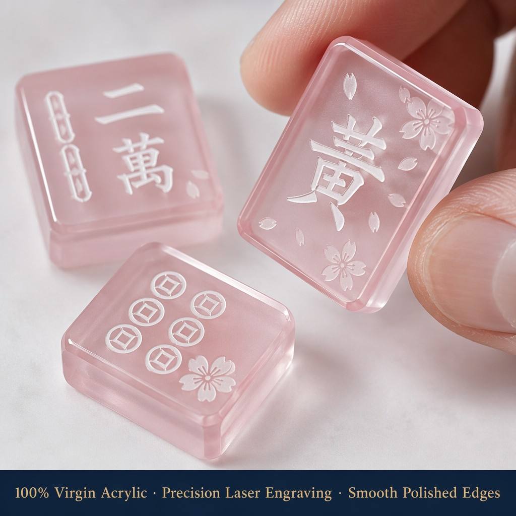 Pink Acrylic American Mahjong Set – 160 Tiles detail