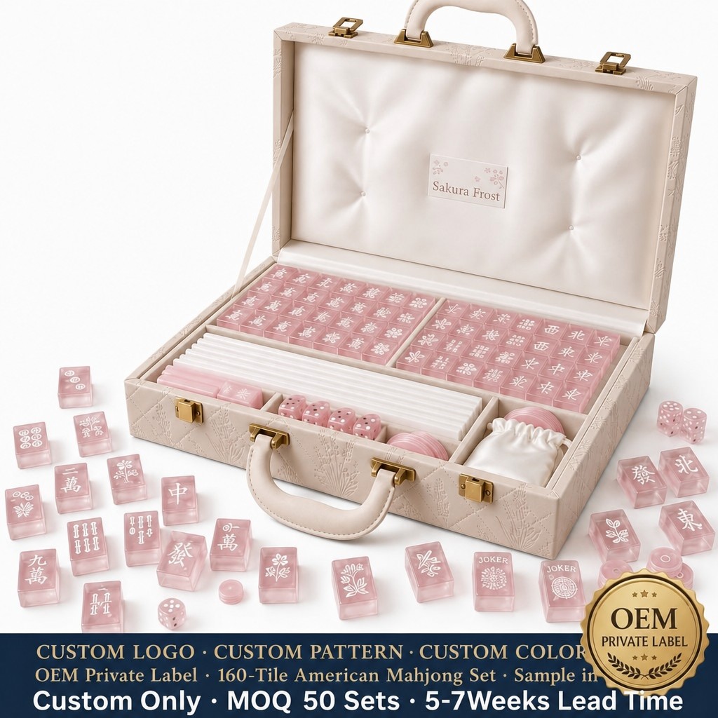 Pink Acrylic American Mahjong Set – 160 Tiles