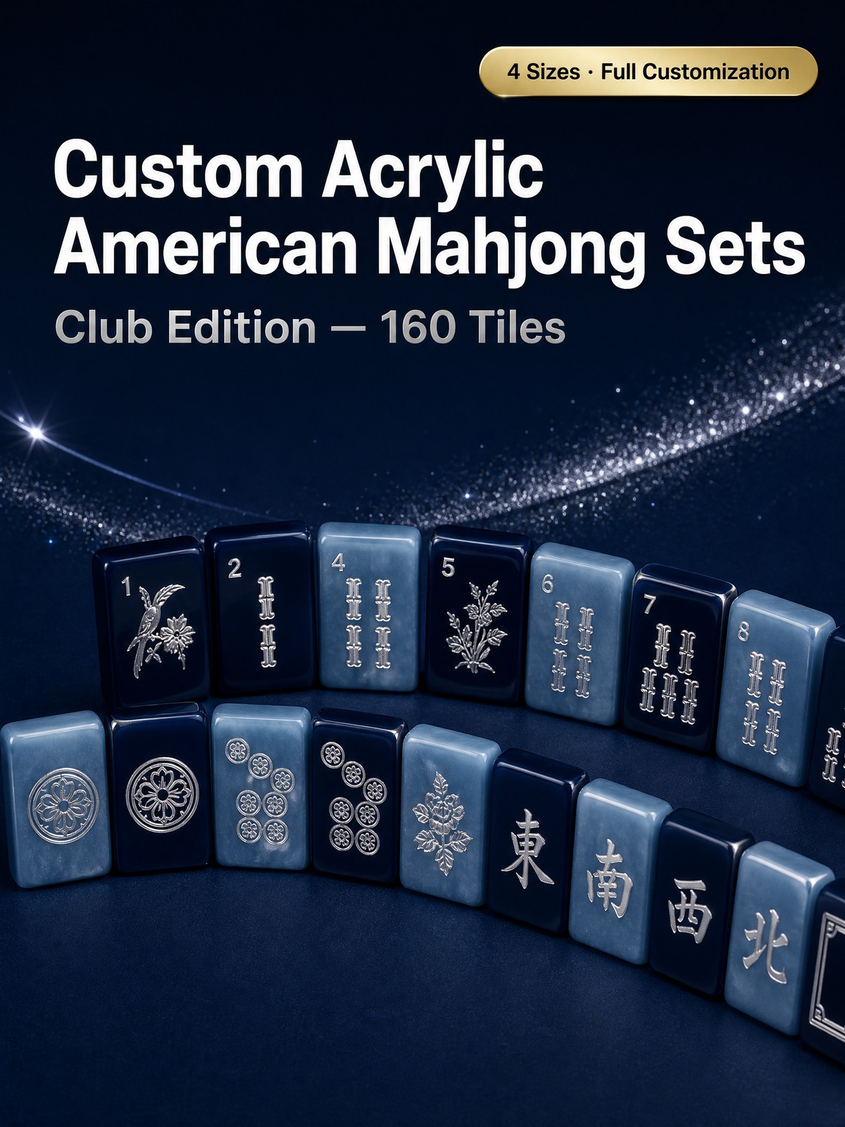 Navy Acrylic American Mahjong Set – 160 Tiles detail