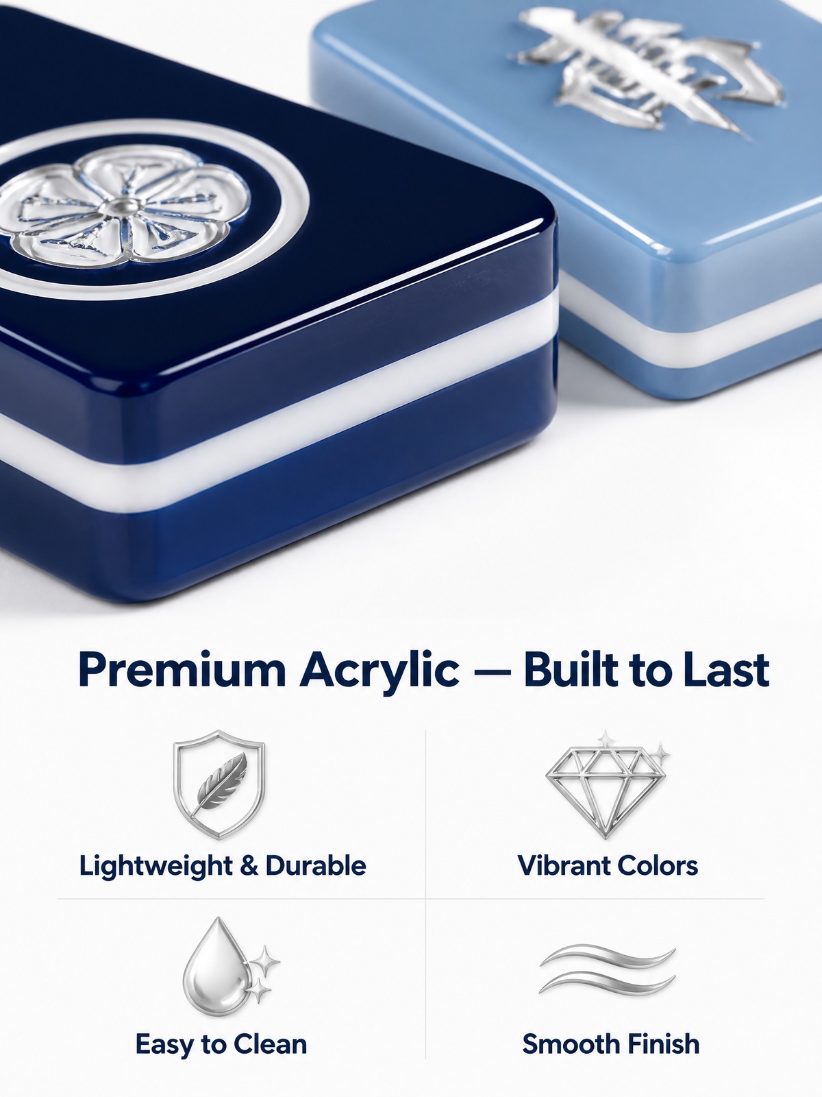 Navy Acrylic American Mahjong Set – 160 Tiles detail