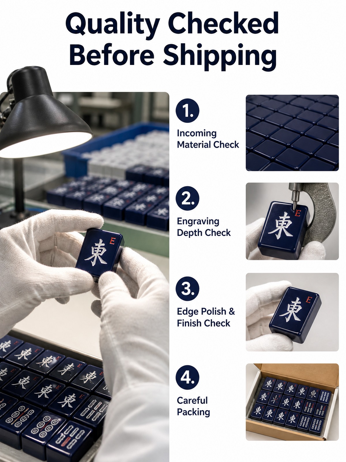 Navy Acrylic American Mahjong Set – 160 Tiles detail