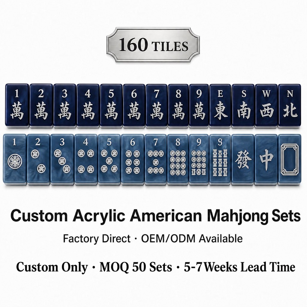 Navy Acrylic American Mahjong Set – 160 Tiles