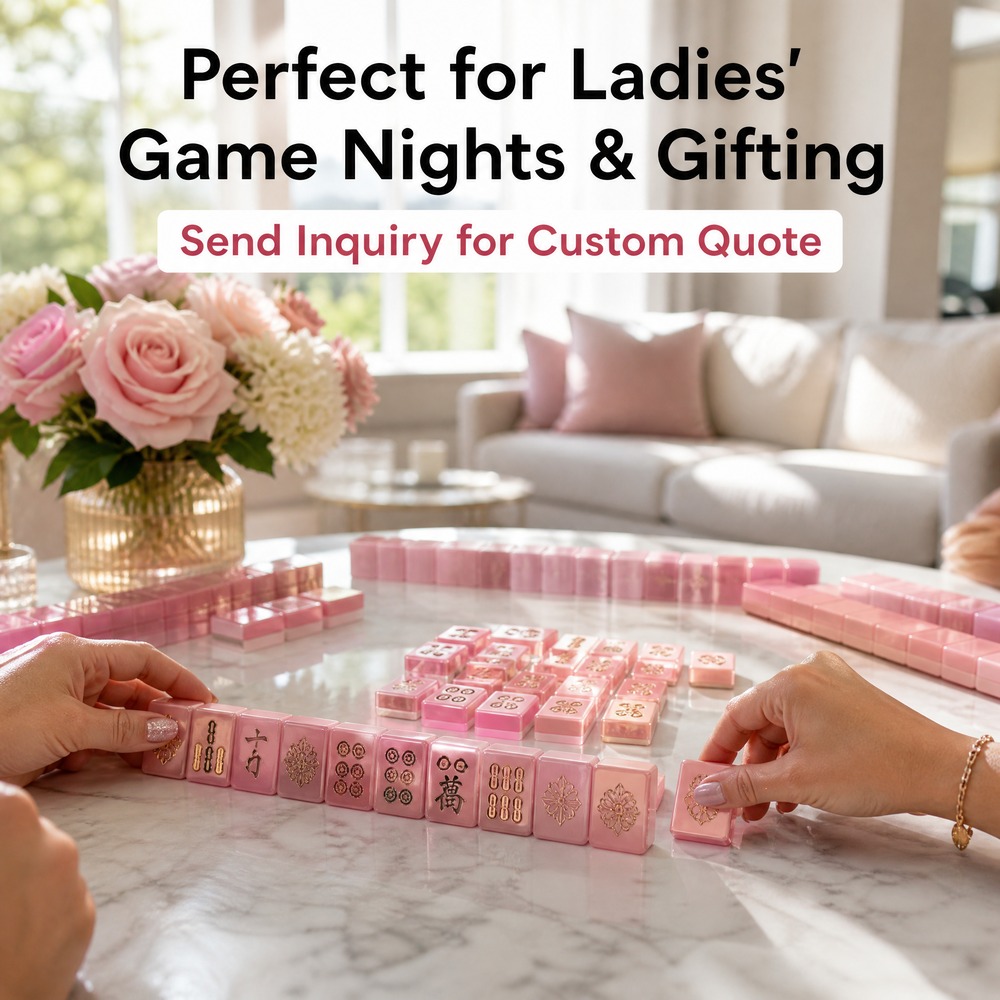 Pink Acrylic American Mahjong Set – 160 Tiles with Gold Engraving view 7