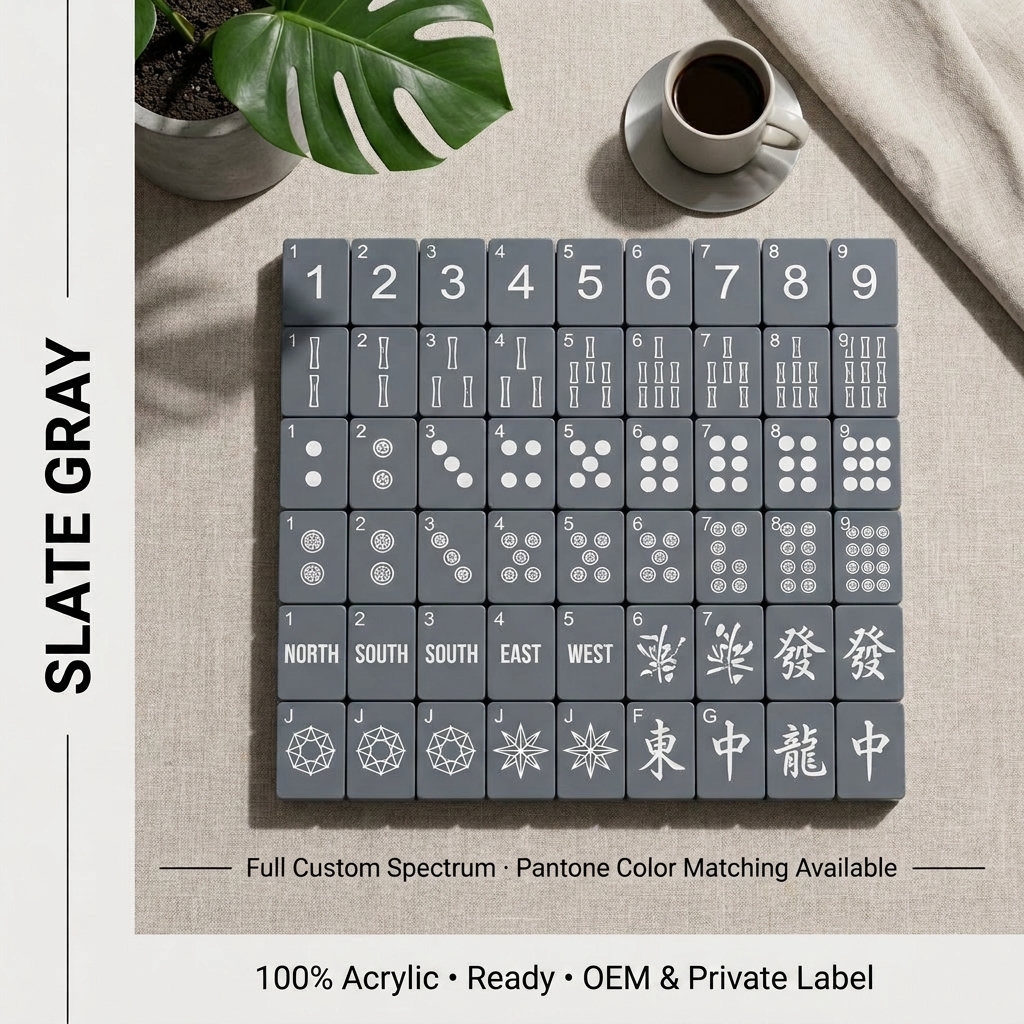 Pink Acrylic American Mahjong Set – 160 Tiles with Gold Engraving — Slate Gray variant