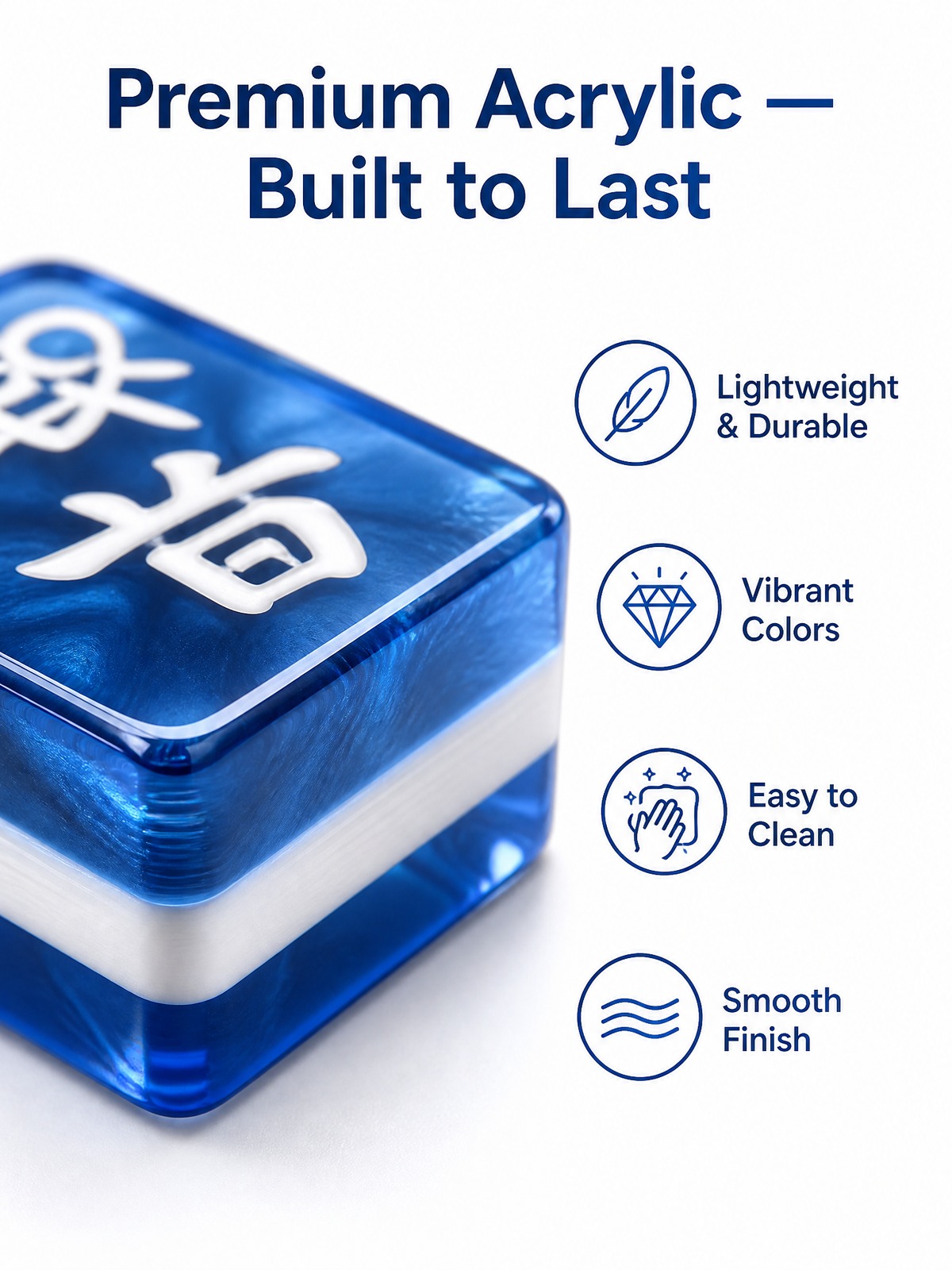 Blue Acrylic American Mahjong Set – 160 Tiles detail