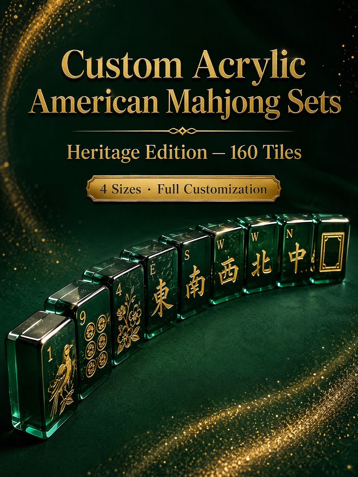 Green Acrylic American Mahjong Set – 160 Tiles detail