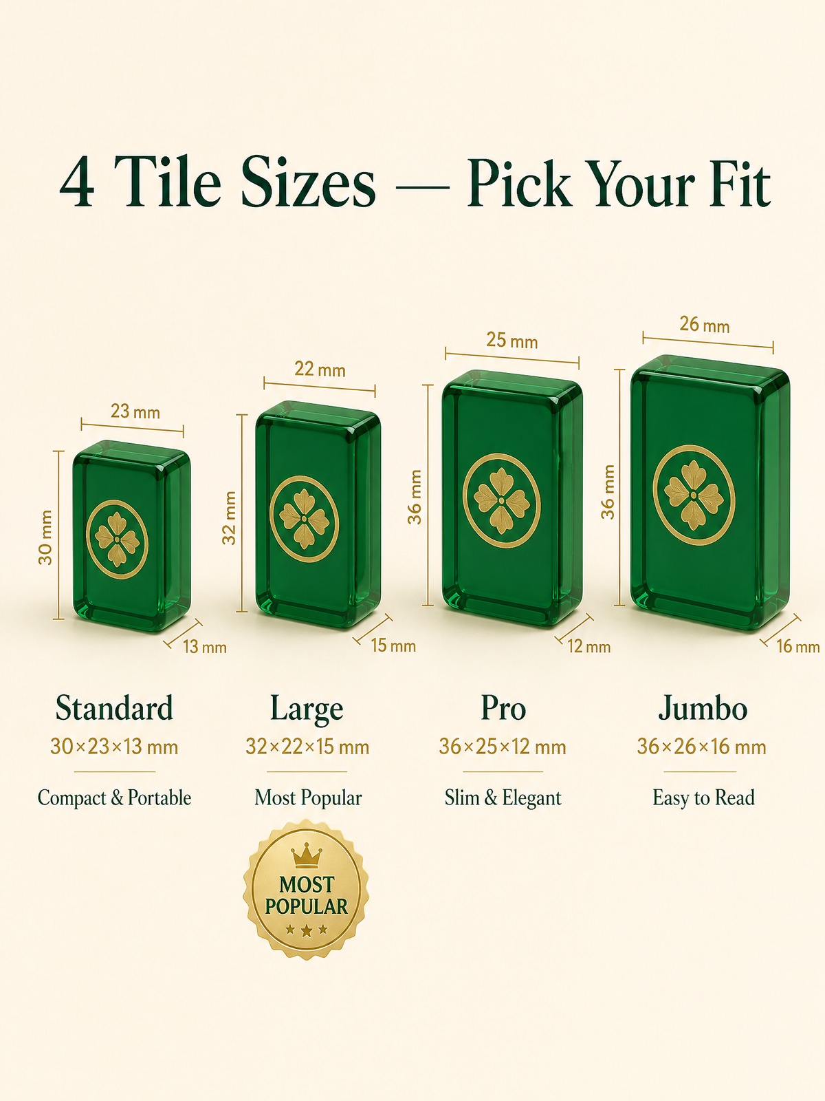 Green Acrylic American Mahjong Set – 160 Tiles detail