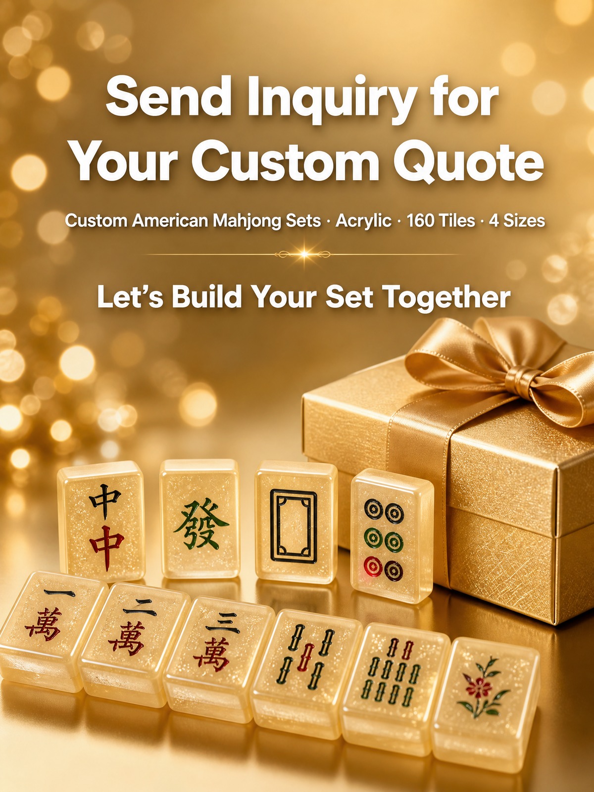 Gold Acrylic American Mahjong Set – 160 Tiles detail
