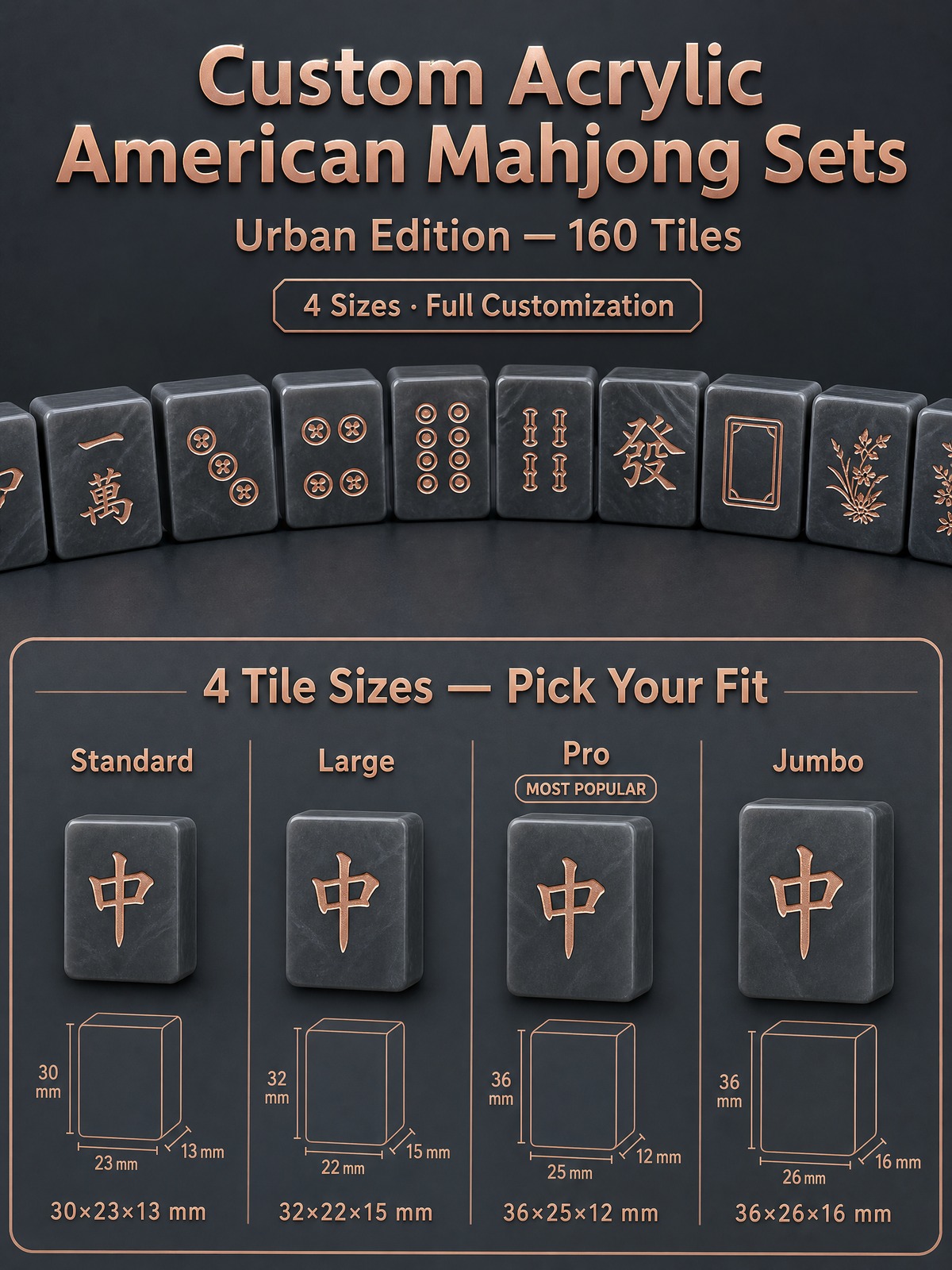 Rose Acrylic American Mahjong Set – 160 Tiles detail