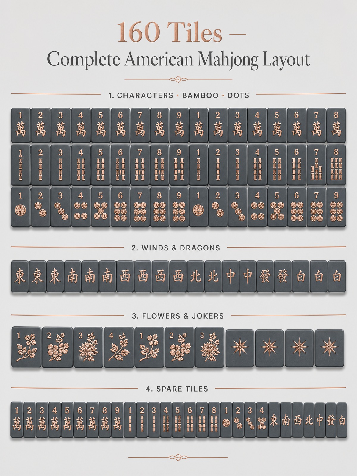 Rose Acrylic American Mahjong Set – 160 Tiles detail
