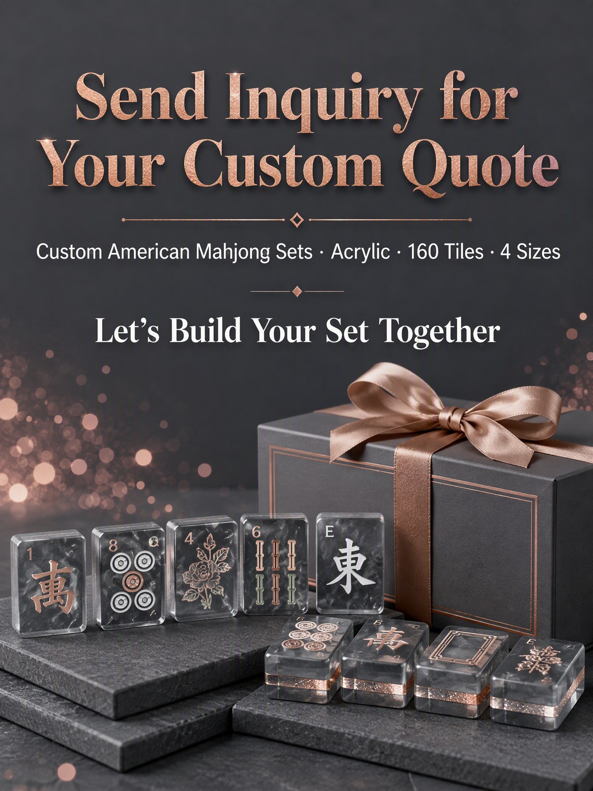 Rose Acrylic American Mahjong Set – 160 Tiles detail