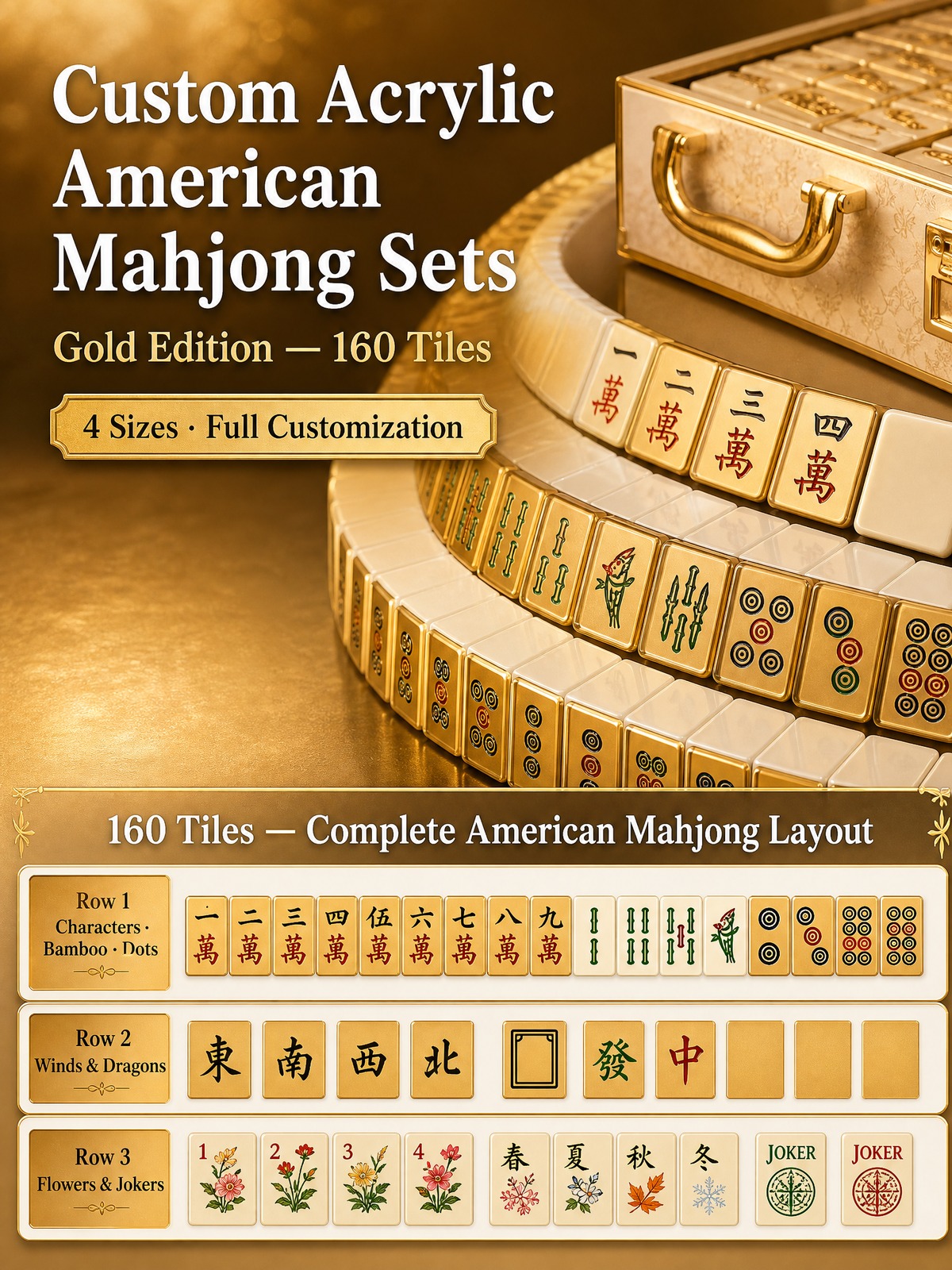 Ivory White Acrylic American Mahjong Set – 160 Tiles detail
